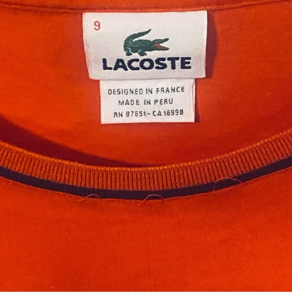 VINTAGE LACOSTE T SHIRT LIMITED EDT SZ9 XXL 5191L ORANGE BLUE PIT 24 LENGTH 30 - Picture 8 of 9